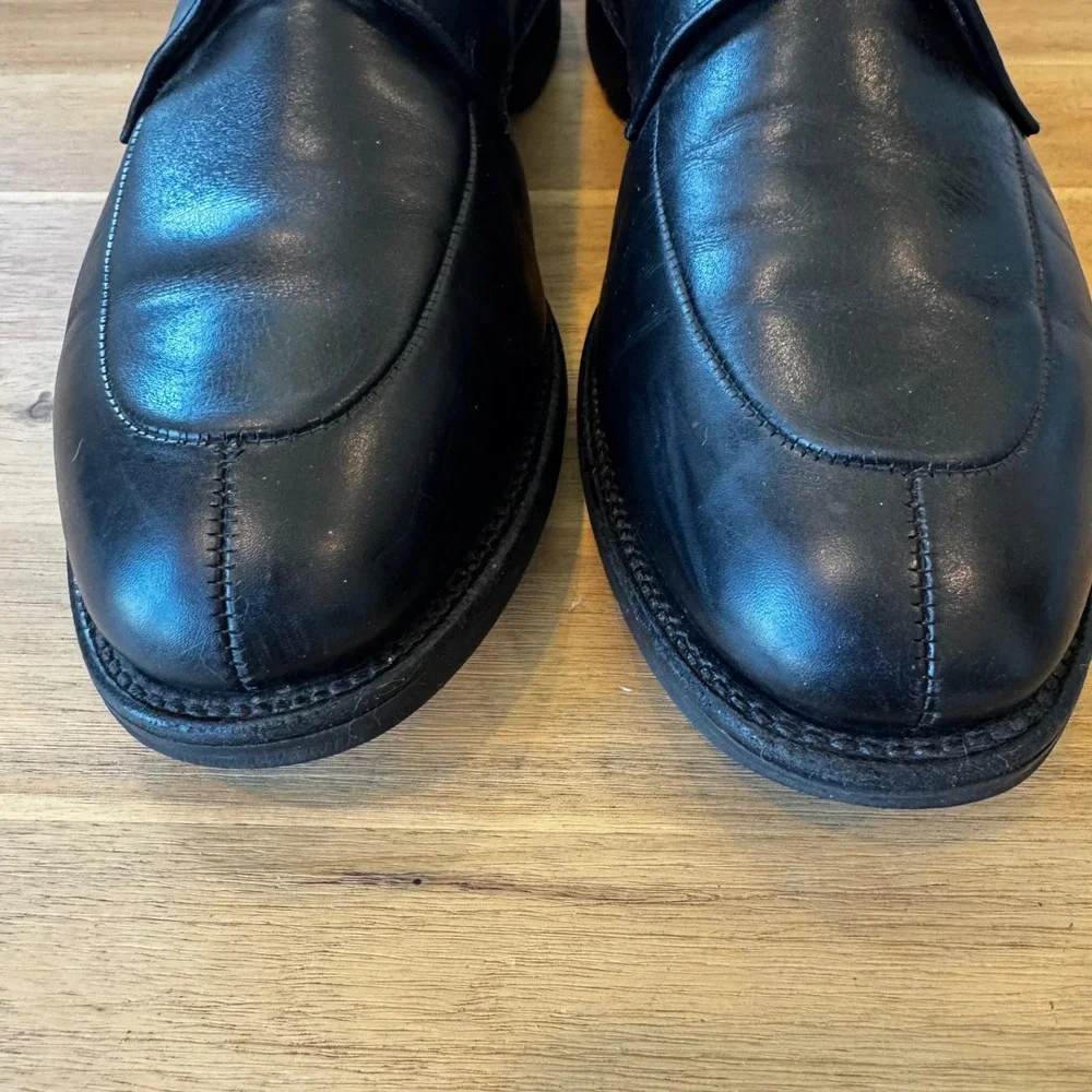 Allen Edmonds‎ Kennett Men 12 C Black Leather Moc Toe Blucher Dress Shoes